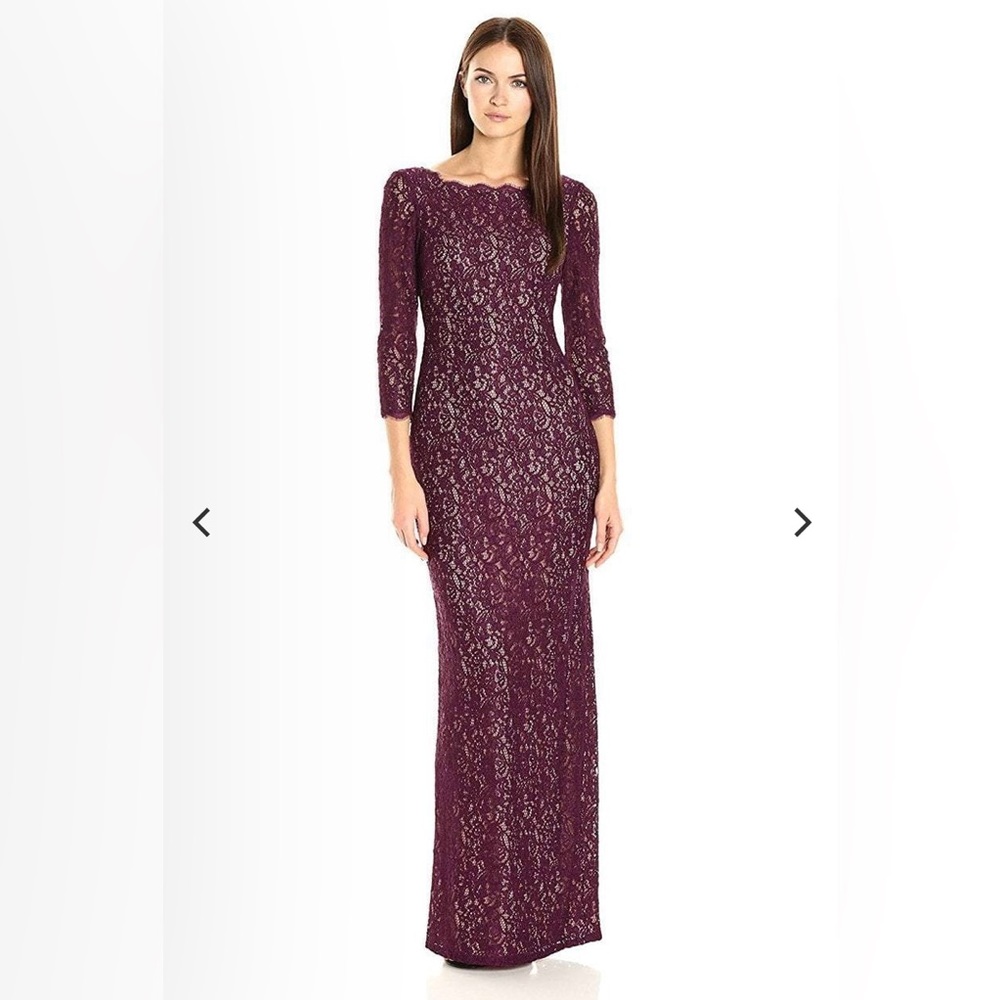 English Lace Scallop Sheath Formal Dress